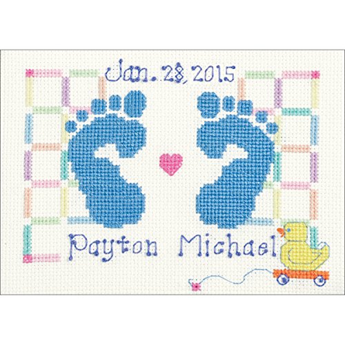 Image of Baby Feet Counted Cross Stitch Kit, 7 inch by 5 inch, 14 Count