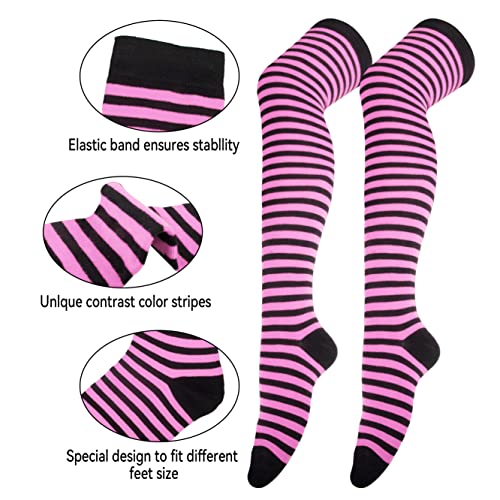 Image of Over Knee Rainbow Thigh High Socks Cosplay Accessories for Women Fashion Wild Long Striped Leg warmers