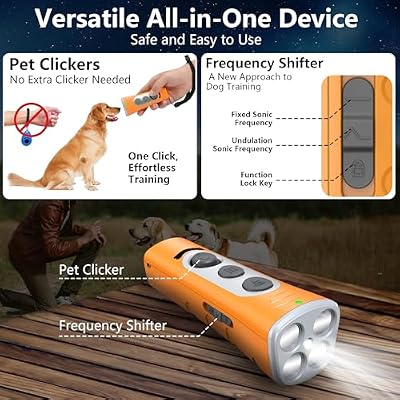 BONSO 2025 New Dog Bark Deterrent Device, 50ft Long-Range Ultrasonic Barking Control Device - Effective Anti-Barking Device to End Bad Behavior, Alternative to Shock Collars (Yellow)