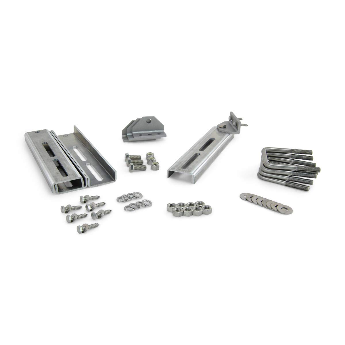 Sturdy Built (4) 12 inch Aluminum and Stainless Steel Boat Trailer Swivel Top Bunk Bracket Kit for 3x3 Boat Trailer Crossmember