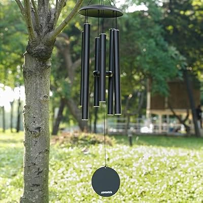 Aimwild Wind Chimes for Outside Deep Tone 38" Large Tuned Windchime in B Scale, Memorial Windchimes Sympathy, Outdoor Garden Décor, Calming Sound for Relaxation or Meditation, Blcak
