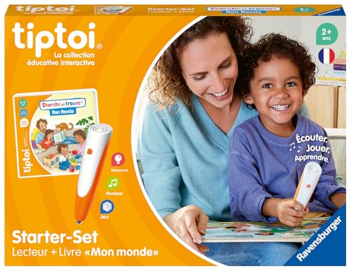 Ravensburger - tiptoi® - Starter Set - Lecteur + Livre Cherche et Trouve 'Mon Monde' - Jeu éducatif électronique, sans écran - Dès 2 Ans - Version...