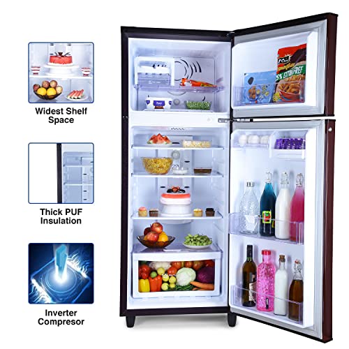 Image of Godrej 260 L 2 Star Inverter, 24 Hours Freshness, With Jumbo Vegetable Tray Frost Free Double Door Refrigerator Appliance(RT EON 275B 25 HI AQ WN, Aqua Wine)