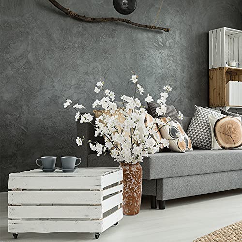 Lesing 4Pcs Cherry Blossom Flowers Artificial, Fake Silk Cherry Blossom Branches Tall Peach Blossom Flower Stems Arrangement For Wedding Home Office Party Decoration (White-1) #TOP5