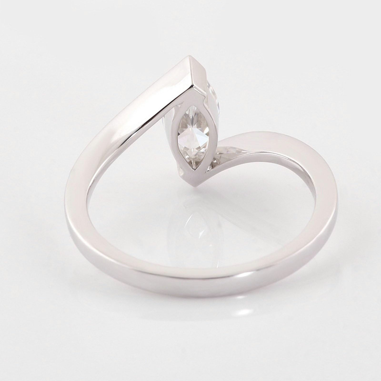 Pierścionek ślubny dla kobiet, pierścionek ślubny 14K białe złoto prosty design pleciony pasjans moissanite Marquise 1ct pierścionki zaręczynowe damskie białe złoto na obietnicę