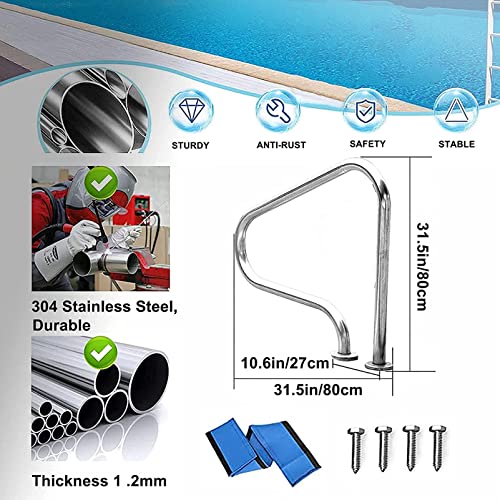 Barandal para piscina de acero inoxidable 304 con cubierta azul miniatura 2