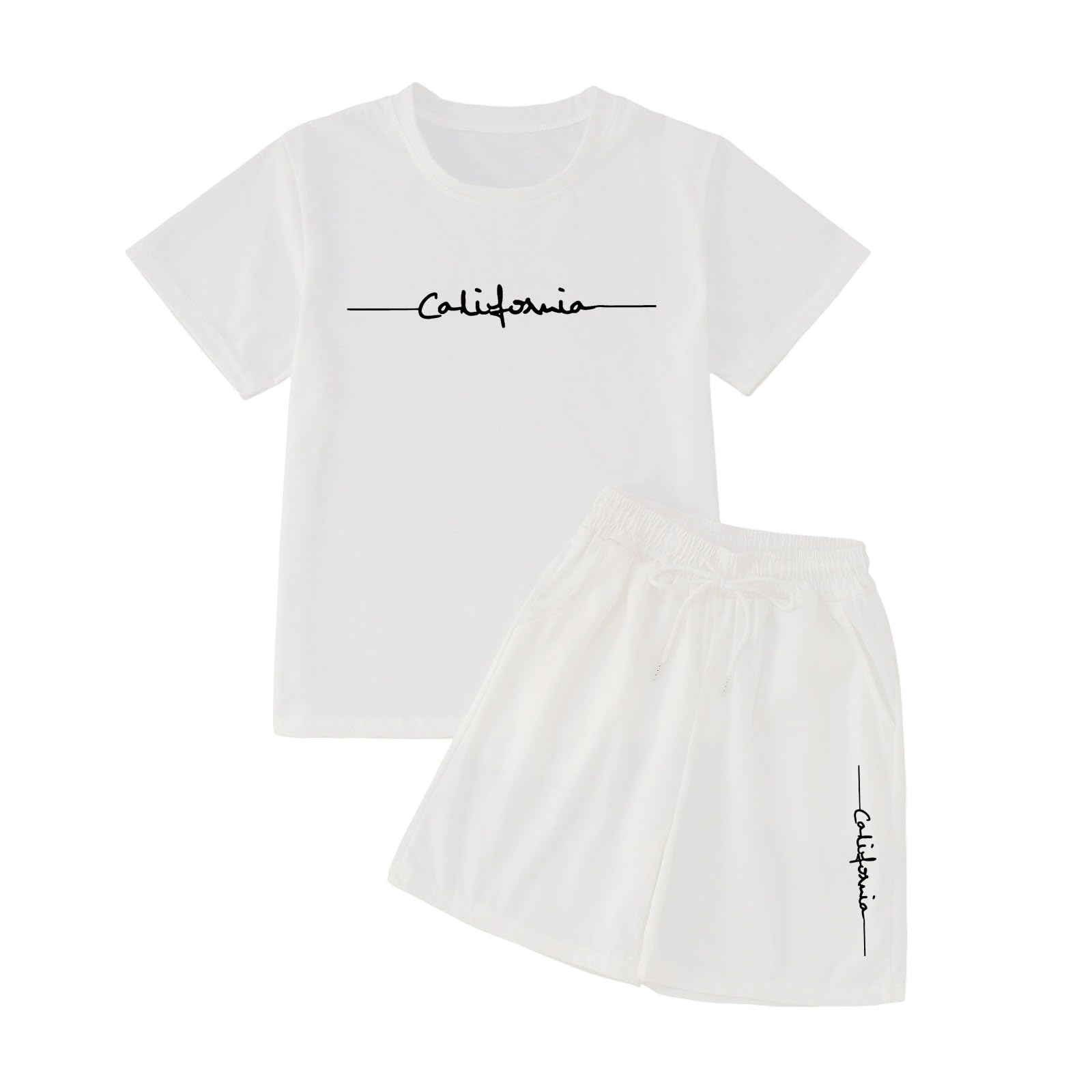 Générique Filles Ensembles de Vêtements Été Ensemble décontracté Fille Manches Courtes imprimé Lettres vêtement Enfant Confortable Mode été Quotidien