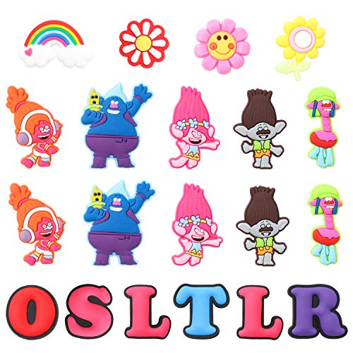 CY2SIDE 20PCS Queen Barb Shoe Charm for Clog Shoes, Cartoon Shoe Decoration Charm, Kawaii Clog Decor for Girls, Wristband Bracelet Party Gift, Treasure Toys for Classroom, with Flower, Rainbow, Letter