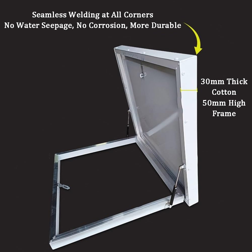 WIGING Trampilla De Acero Galvanizado para Ático Sótano Escaleras Tapa De Salida con Amortiguador De Gas, Impermeable para Ático Tapa De Trampilla para Patio(100x80x7cm)