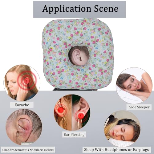 Image of Ear Piercing Pillow for Side Sleeper Pillow with Ear Hole for CNH and Earache Infection Ear Pressure Ulcers, Side Positioning Pillow in