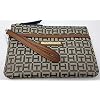 Tommy Hilfiger Women's Beige Brown Logo Printed Large Wristlet Wallet Clutch Bag