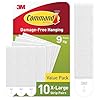 Command Picture Hanging Strips, White, X-Large, 10 Pairs (20 Strips) - For Pictures, Frames, Mirrors, Wall Decor - Damage Free Hanging