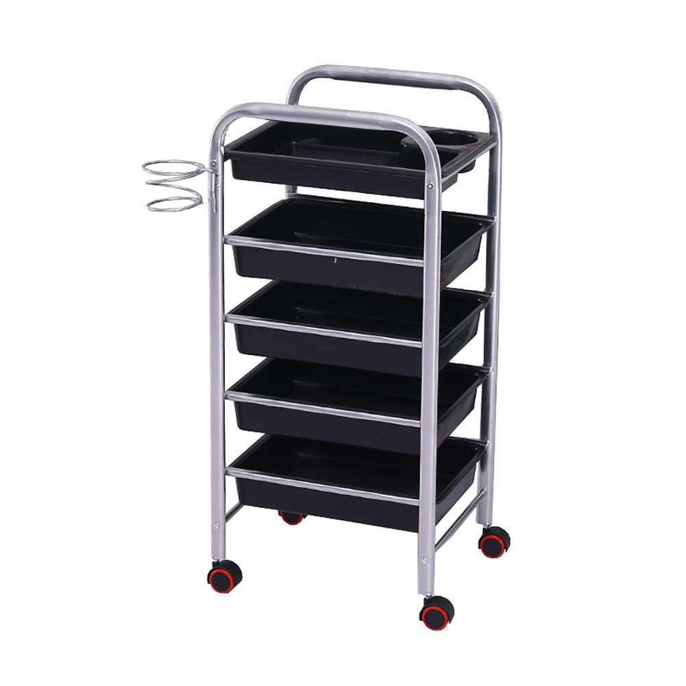 asdchZen Trolley Rolling Cart Storage Rack Serving Cart Cart Tool 5 Tier Beauty Salon Cart With Drawers, Hairdresser Rolling Trolley, Metal Holder, Utility Cart With