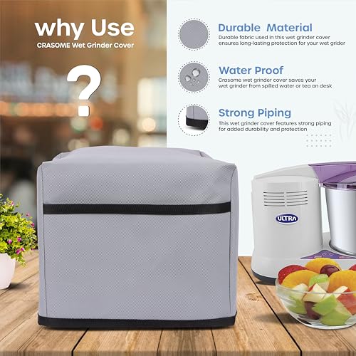 Image of Crasome Dust Proof Water Resistant Kitchen Wet Grinder Cover for 2 Litre Table Top Ultra Grind+ Gold - Grey