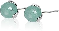 Vista 45 de Jade Earrings Studs,Green Jade Earrings for Women,925 Sterling Silver Earrings Studs for Sensitive Ears,Handmade Jade Earrings for Birthday