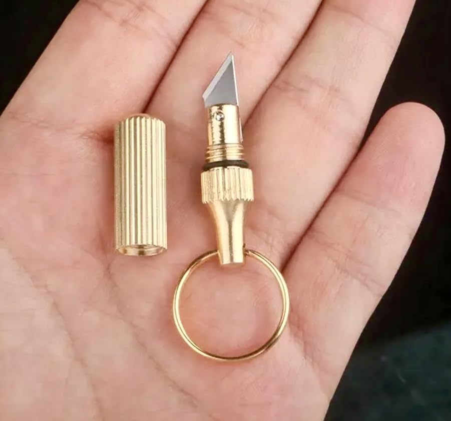 Stainless Steel Blade Mini Pocket Knife - Portable Keychain Capsule Knife with Straight Back Blade Ambidextrous Utility Folding