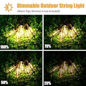 Svater Outdoor String Lights 100 ft ST38 Patio String Lights with 52 Waterproof Shatterproof LED Bulbs2 Spare Connectable Lights for Outside Backyard Garden Porch