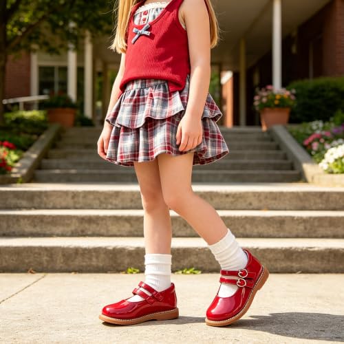 Image of GINFIVE Toddler Girls Mary Jane School Oxford Dress Flat Shoes for Wedding