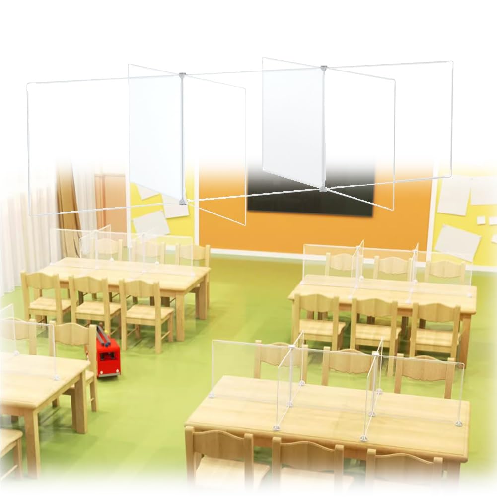 Cloison de bureau insonorisée transparente et amovible pour table de réunion de 6 personnes