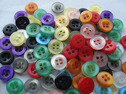Image of Polyester Button Round Ring with 4 Holes Buttons (Multi Color) Pack of 100 Pisces