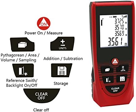 Rebzar Digital Precise Laser Tape Measurer for Construction Calculation of Length/Area/Volume (0.02-100 m, Red)