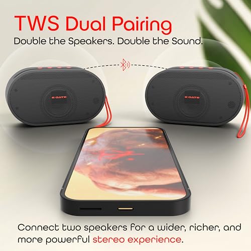 Image of E GATE Atom S21 Bluetooth Wireless Speaker with Phone Stand | 5W | 52mm Driver, Bluetooth 5.2 | TWS Pairing, FM Radio, USB & mSD Card Support | Up to 10 Hours Playtime Portable Speaker (Black)