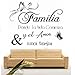 Palabras Calcomanía Cita Español Diciendo familia donde la vida comienza amor nunca termina, Vinilo Letras Adhesivo de pared para habitación de niños Decoración del hogar, 62x48cm negro