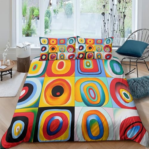 Housse de couette cercles 3D 140x200 microfibre lit simple - 2