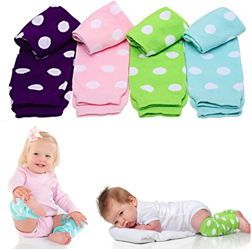 juDanzy Girls Polka Dot 4 Pack of Baby Leg Warmers in Pink Aqua Green and Purple
