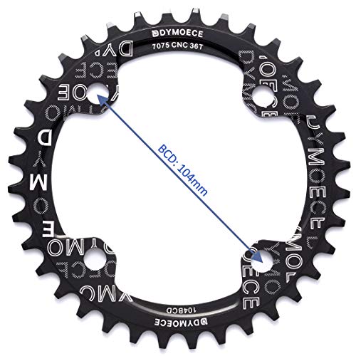 image for Dymoece Narrow Wide Bike Single Chainring 104BCD 32T/34T/36T/38T for 9