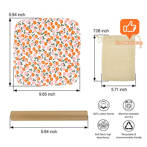 Kumebon Reusable Paper Towels Washable Roll - 25 Pack 100% Cotton Prints Cloth Paper Towels For Kitchen Paperless Paper Towels Zero Waste Products Alternative Paper Towels Alternative #TOP1