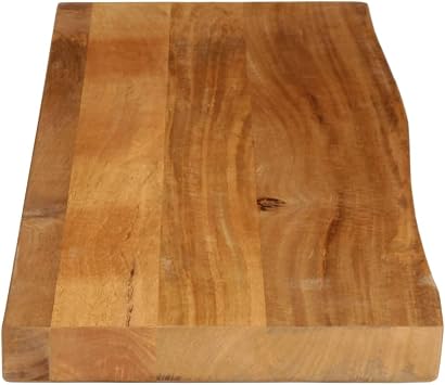 Live Edge Mango Wood Table Top 120x30x3.8 cm Solid Surface Desk Panel One-Side Natural Edge for Home Office Dining Workspace