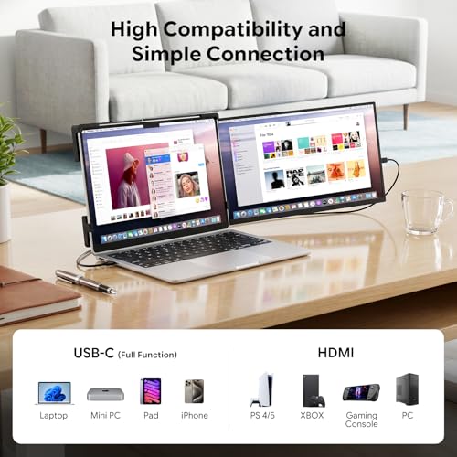 Image of 15.6 inch Laptop Screen Extender,FHD 1080P IPS Portable Monitor for 13 inch-17 inch Laptops, Dual Travel Screen Monitor Plug & Play, Laptop Screen Monitor Extender Compatible with Windows /Mac /Android & Chrome OS