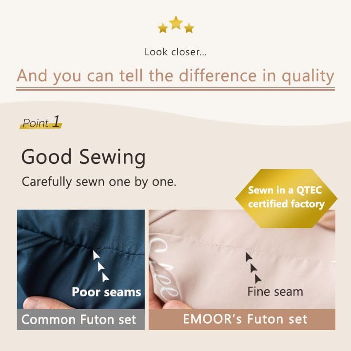 Miniatura 3 de EMOOR Juego completo de futón japonés de 7 piezas con bolsa de almacenamiento (edredón, colchón, almohada, 3 fundas y bolsa de almacenamiento),