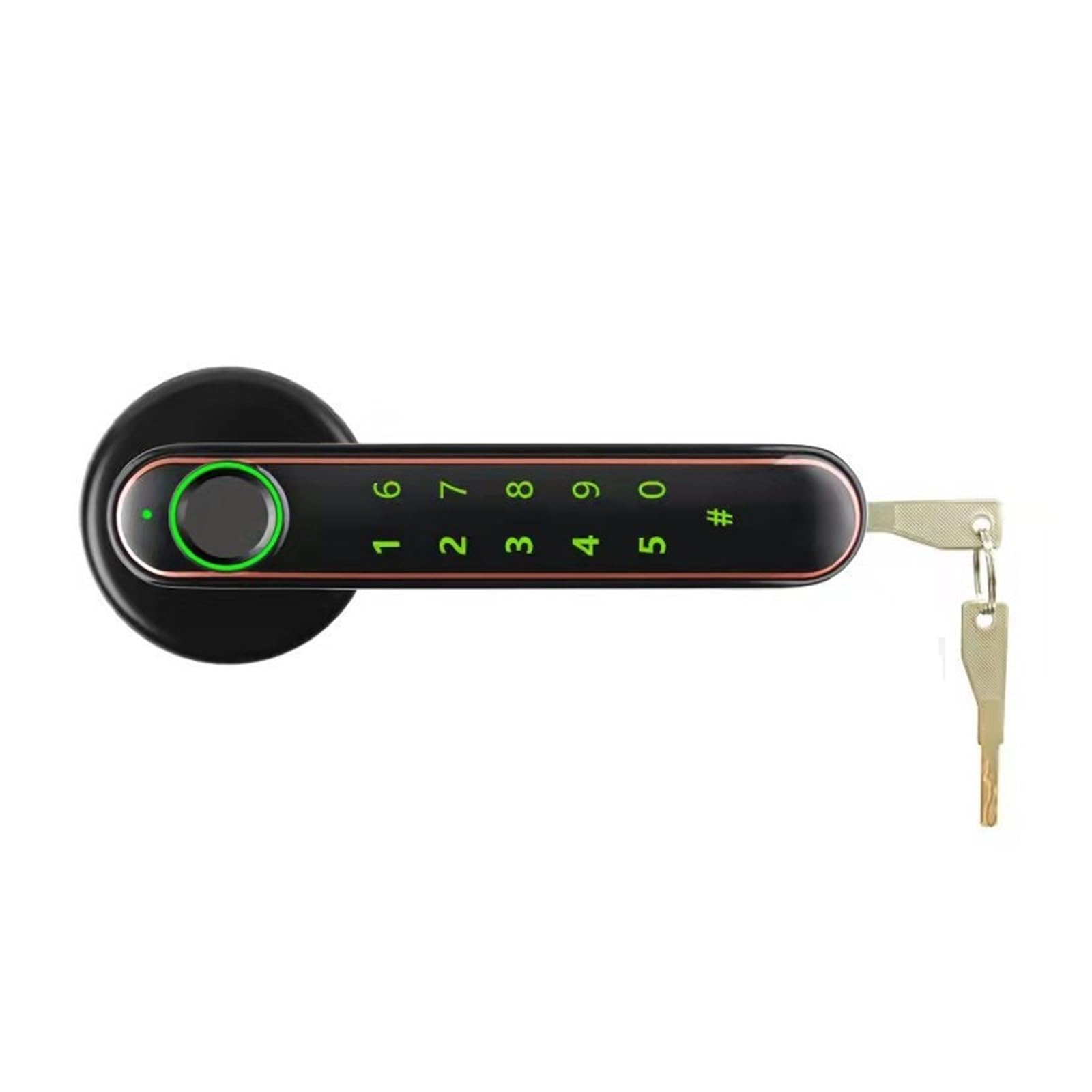 Serrure de porte intelligente noire sans fil à empreinte digitale et code pour poignée intérieure