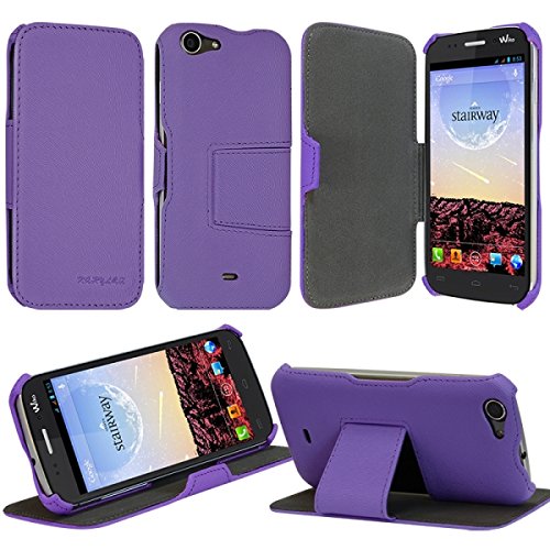 Seluxion - Coque Housse Etui avec Rabat Latéral Fonction Support pour Wiko Stairway Couleur Violet + Film de Protection d'écran