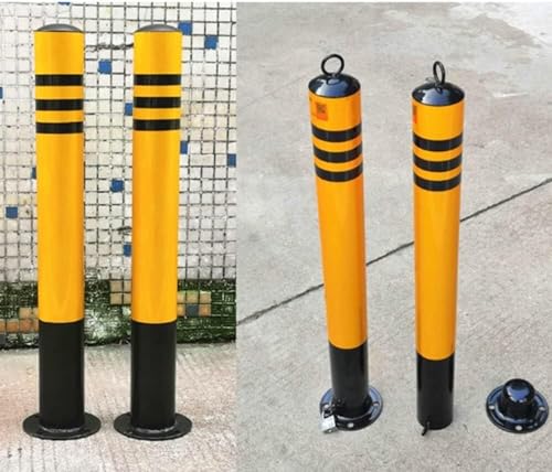 Odblaskowy słupek bezpieczeństwa, słupek podjazdowy, stal ocynkowana, żółty i czarny, idealny na parkingi i autostrady, 750 x 150 x 114 mm