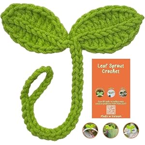 PIDELIGHT Lucky Handmade Knitted Crochet Leaf Sprout – Multi-Functional Crochet Accessories with DIY Craft Cotton Yarn, Ideal Corner Bookmark for Bookworms, Headphone Accessory and Cable Tie