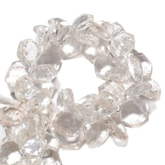 Perles de quartz cristal facettées en hexagone LKBEADS de 10-13mm pour création de bijoux