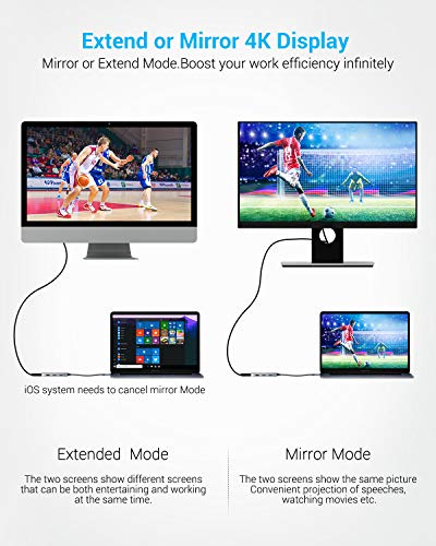 USB C Hub, Type C Hub EUASOO 8 in 1 Adapter with 4K HDMI, 3 USB 3.0 Ports, USB 2.0 Port, SD/TF Card Reader, USB C PD 3.0, Compatible for Mac Pro and Other Type C Laptops - Thumbnail 7