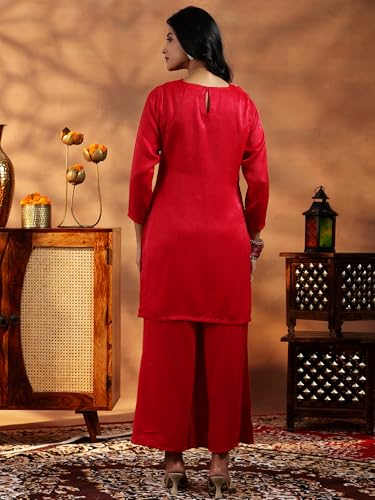 Image of Libas Womens Embroidered Velvet Co ord Set for Women | daily wear | casual wear | office wear