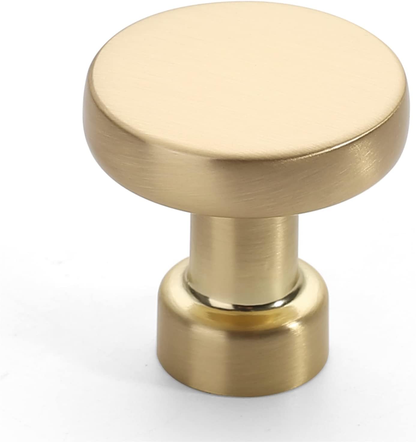 Amerdeco 10 Pack Brushed Brass Kitchen Cabinet Knobs Single Hole Cabinet Pulls Round Gold Drawer Knobs Dresser Knob for Bathroom Cabinets knob 10 Brushed Brass