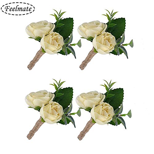 Feelmate Corsages for Wedding Pews Bowknots Party Flower Decoration Bridegroom Wedding Decoration 4Set