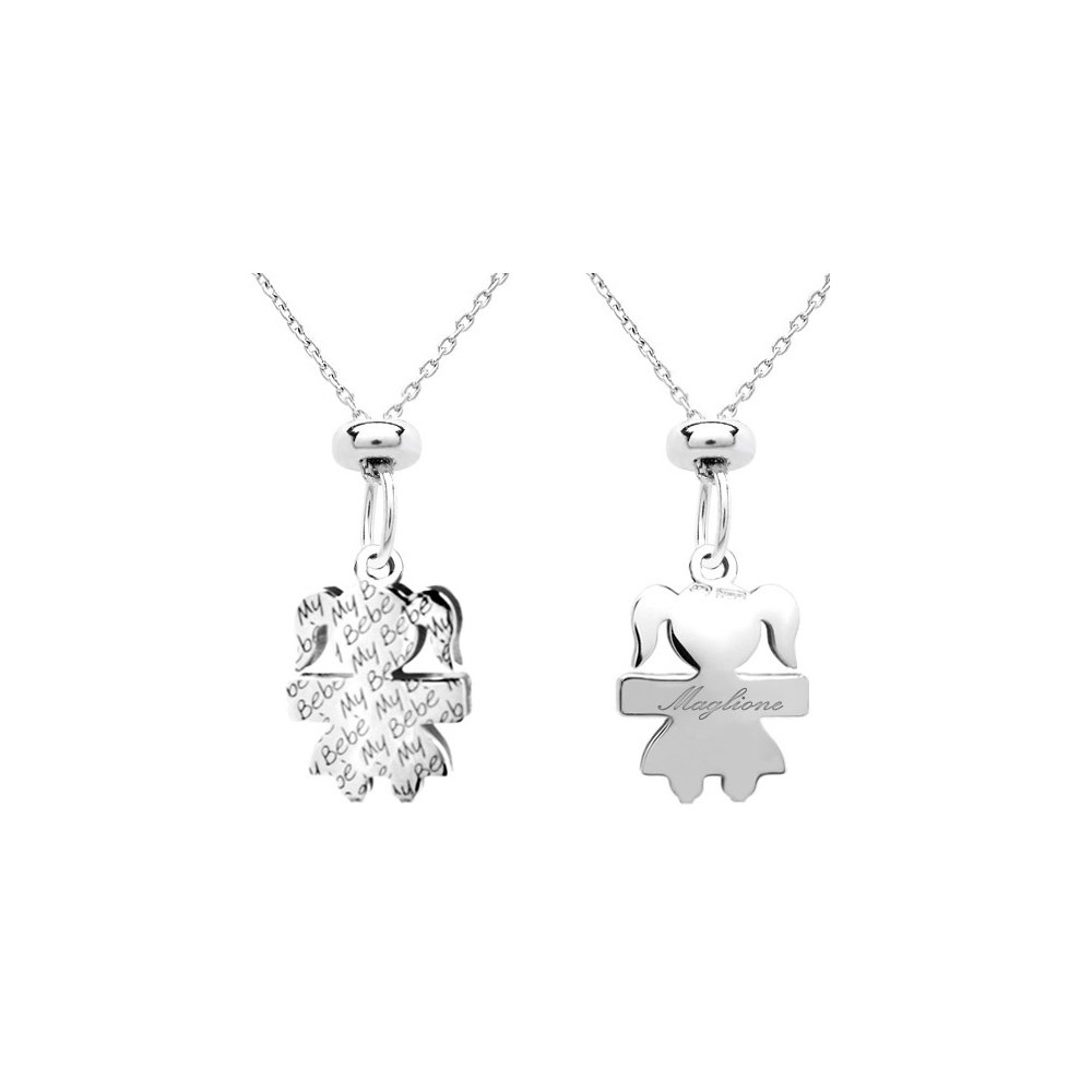 Catenina e ciondolo argento 925 personalizzabile con nome - collana donna bimbo bimba Made in Italy