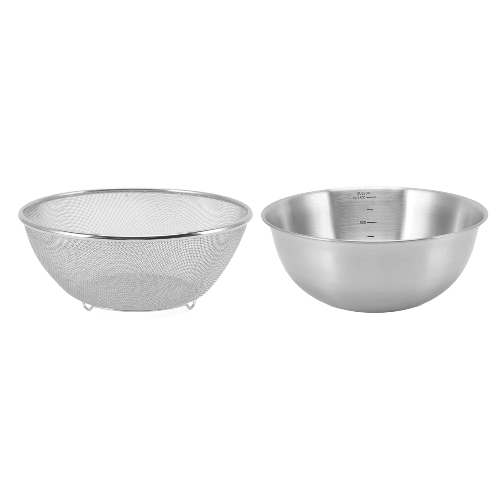 Cocoarm Colino in Acciaio Inossidabile, Colino per Riso in Insalatiera 304 24 Cm con Drenaggio Microporoso da 2 Mm, Impilabile per Lavare Chicchi di Riso Verdura Frutta in Domestica (Ciotola+schermo