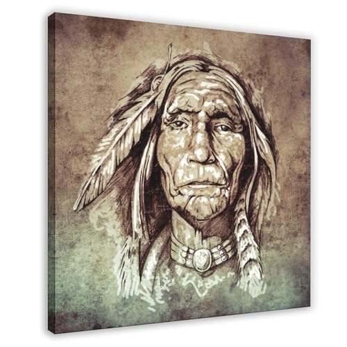 Toile portrait indien moderne 60x60cm pour créer une ambiance ethnique chic au bureau