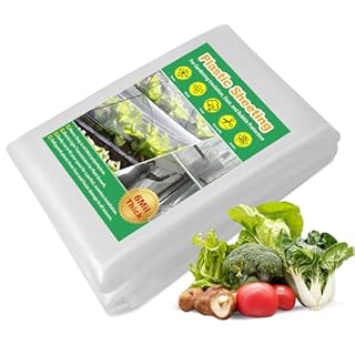 2x3M Heavy Duty Plastic Sheeting, 6 Mil Thick Clear Polythene Sheet, Waterproof UV Resistant Film for Greenhouse Polytunnel Plant Covers, Insulation & Dust Protection