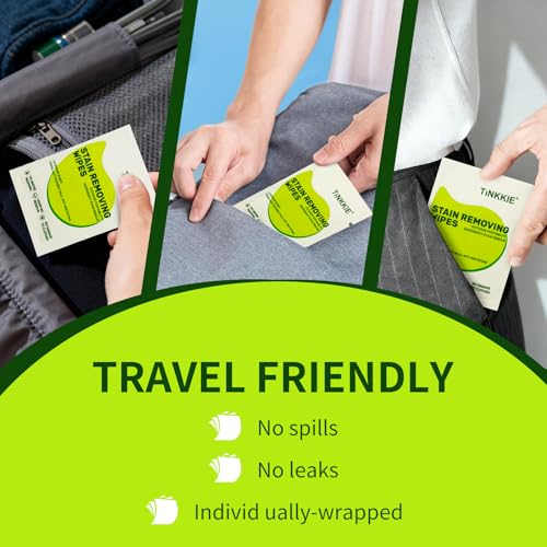 Image of Stain Remover Wipes for Clothes & Fabric, 200 Pack | Instant Clothing Stain Remover, For Shoes, Shirts & Jackets, Individually Wrapped Portable, For Travel & On-the-Go Cleaning