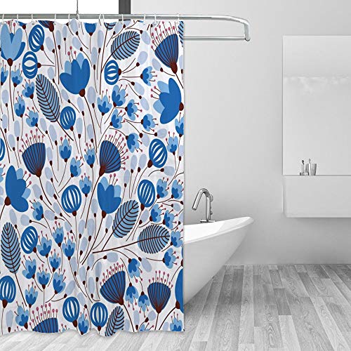Rideau de douche imperméable fleurs bleues pour une ambiance spa