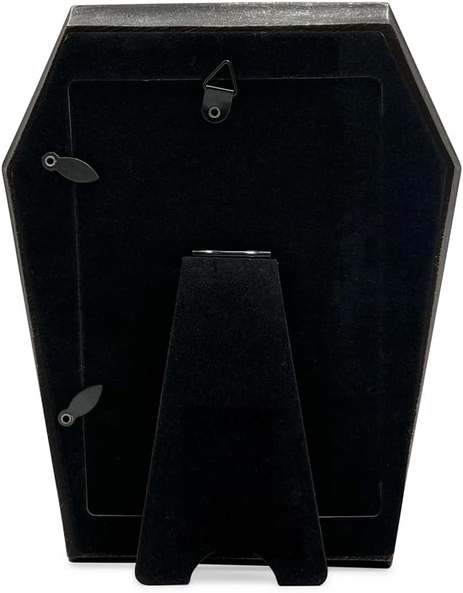Isaac Jacobs 4x6 Vampire Coffin-Shaped Picture Frame, For Halloween, Photo Tabletop & Wall Mount, Holiday, Home Décor (4x6, Black with Gold) (Pack of 2)